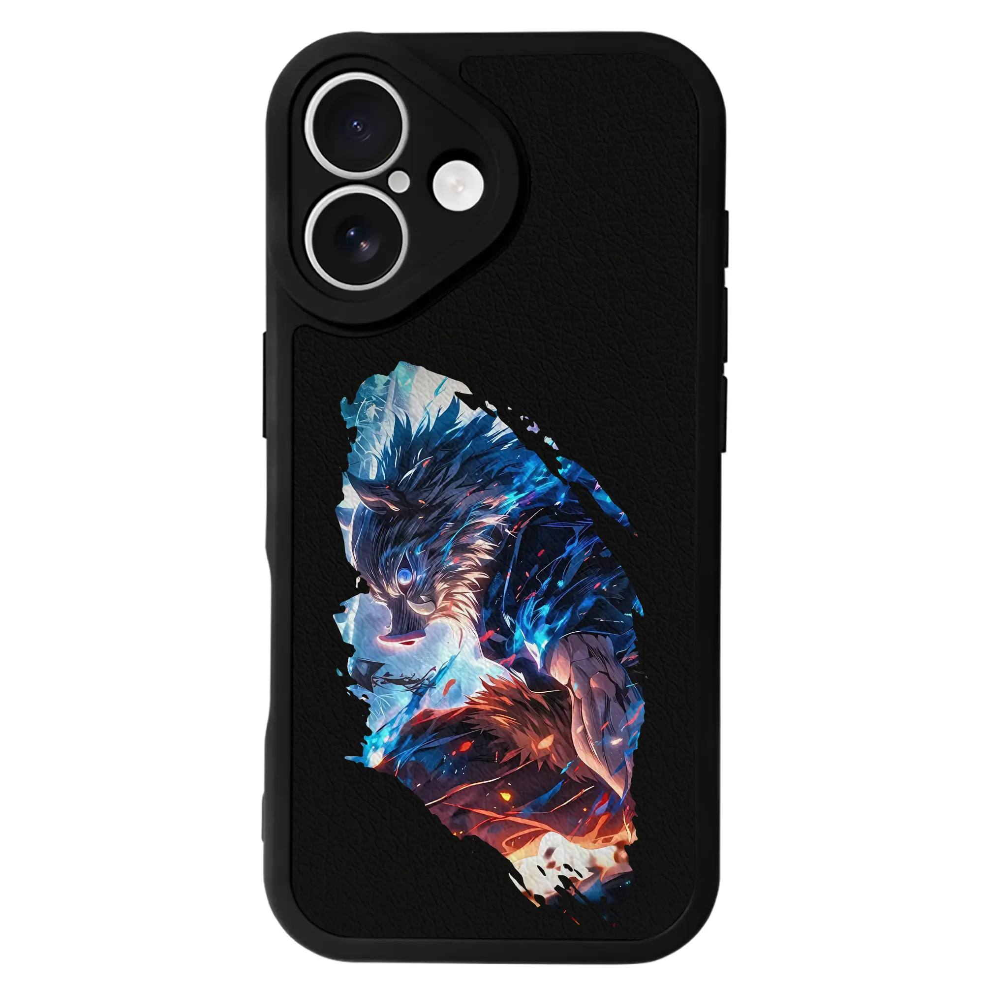 鬼滅の刃 グッズ,嘴平 伊之助 - IPhone 16シリーズ対応 ・ シリコンスマホケース ・ レザー調 ・ 高精度フィット ・ 耐衝撃 ・ ワイヤレス充電対応 ・ 精密カット